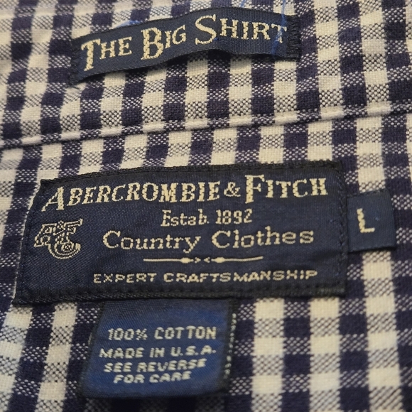 Abercrombie & Fitch "The Big Shirt: Hi-Low Hem Houndstooth pattern Men size L - Picture 12 of 12